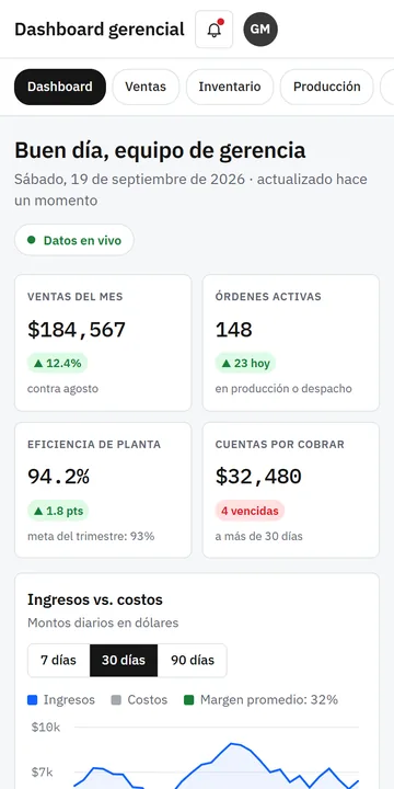 La misma demo de ERP vista en celular
